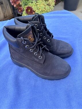 Timberland Boys Black Lace-Up Nubuck Boots